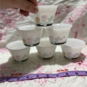 Vintage Floral White Ramekin Set of 6